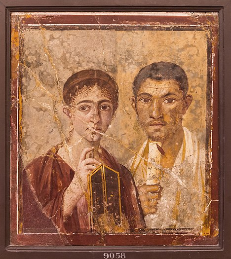 图为代表父妻的湿壁画，出自意大利尼禄时期的庞贝。