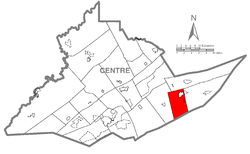 Map of Centre County, Pennsylvania highlighting Penn Township