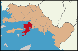Map showing Marmaris District in Muğla Province