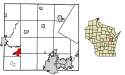 Location of Hortonville in Outagamie County, Wisconsin.