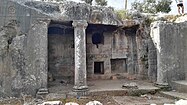 The facade of Deir ed Darb, a monumental Jewish tomb from the Second Temple period