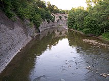 Shale cliffs along the Rocky River in the Rocky River Reservation.