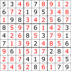 The previous puzzle, showing its solution.