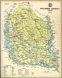 Map of Bács-Bodrog county in the Kingdom of Hungary