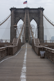 The Brooklyn Bridge's elevated pedestrian promenade