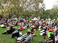 A climate change rally in the park, 2011
