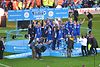 Leicester City F.C. lifting the Premier League trophy in 2016