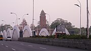 View of Clock Tower and Centenary building from Napier Bridge