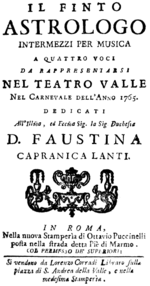 Title page of the libretto