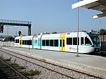 A Athens Suburban Railway DMU at the station in 2005, before electrification in 2017.