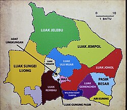 Luak of Ayer Kuning relative to other luaks in Negeri Sembilan