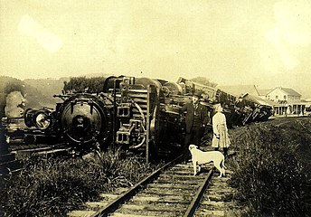 This locomotive was derailed by the 1906 San Francisco earthquake. The locomotive had three link and pin coupler pockets for moving standard and narrow gauge cars.
