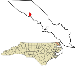 Location in Camden County and the state of North Carolina.