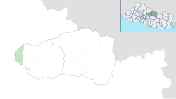 Location of Cinquera in Cabañas Department