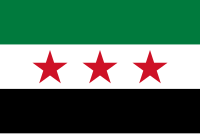 The Syrian independence flag used officially by Ahrar since 21 June 2017, in addition to their official flag, though members were using it for some months prior in an informal basis