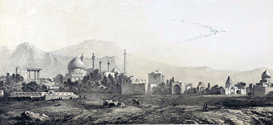 19世纪，由让-巴蒂斯特·欧仁·拿破仑弗朗丹（英语：Eugène Flandin）绘制的历史画作，伊斯法罕城南。