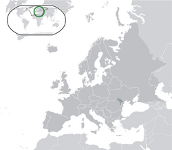 德涅斯特河沿岸的位置（绿色） 欧洲（深灰色）  —  [图例放大]