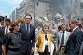 Nancy Reagan (center) surveying damage from the 1985 Mexico City earthquake