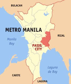 Map of Metro Manila with Pasig highlighted