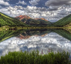Red Mountain reflected in Crystal Lake