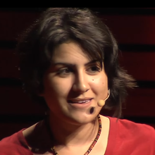 Mezghanni at her TED talk in Tunis