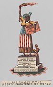 Caricature of the Statue of Liberty as a black woman with exaggerate racial features
