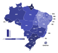 Bolsonaro's gain in vote share (by states) from the first round in the runoff