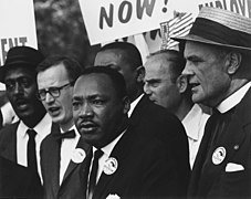 Civil Rights March on Washington, D.C. (Dr. Martin Luther King, Jr. and Mathew Ahmann in a crowd.) - NARA - 542015 - Restoration (2020-02-12)