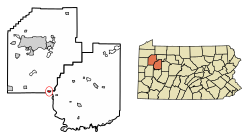 Location of Emlenton in Clarion County, Pennsylvania