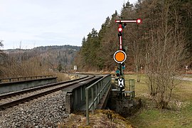 Semaphore entry signal at Fridingen station (2018)