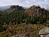 Hohnekamm: View from the Leistenklippe to the Grenzklippe; in the background the Brocken