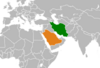 Location map for Iran and Saudi Arabia.