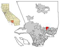 Location of Monrovia in Los Angeles County, California