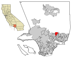 Location of Monrovia in Los Angeles County, California.