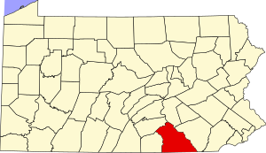 Map of Pennsylvania highlighting York County