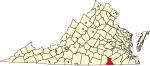State map highlighting Greensville County