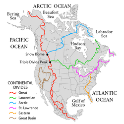 The Atlantic Seaboard Watershed extends southward along the Atlantic Ocean from Nova Scotia to Florida