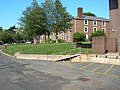 Palmer Hall (left, background) and the Samuel C. Williams Library loading dock (right, foreground) at Stevens Institute of Technology.