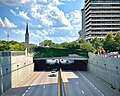 A side view of the Park over the Highway from Pine Street