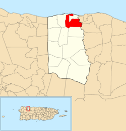 Location of Puente within the municipality of Camuy shown in red