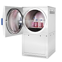 Horizontal high-capacity autoclave with cylindrical chamber
