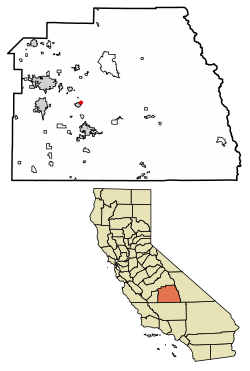 Location of El Rancho in Tulare County, California.