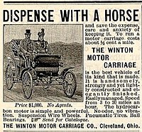 1898 Winton Motor Carriage Company's first automobile ad