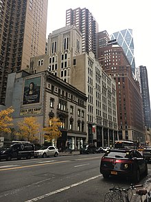 Seen from east, with 224 West 57th Street behind the former ASCE Society House