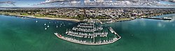 Aerial perspective of Geelong waterfront