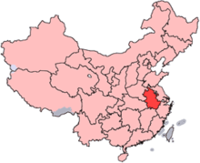 A map of China with Anhui province highlighted