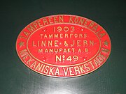 The builder’s plate of Sk3 400 of 1903 at the Finnish Railway Museum