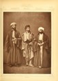 Hodja of Salonika, today's Thessaloniki (first on the right, with the Hakham Bashi of Salonika on the left and a Monastir town dweller in the middle), from Les costumes populaires de la Turquie en 1873, published under the patronage of the Ottoman Imperial Commission for the 1873 Vienna World's Fair
