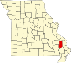 波林格县在密苏里州的位置