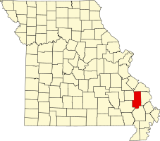 Location of Bollinger County, Missouri